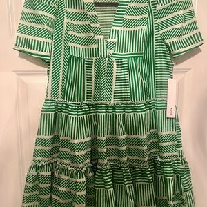 Aqua Green and White Tiered Ruffle Sundress